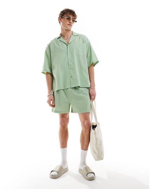 Collusion – strand-shorts aus leinen in Green für Herren