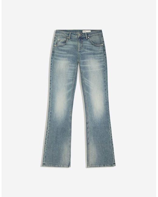 Bershka Blue Low-rise Slim Fit Boot-cut Jeans