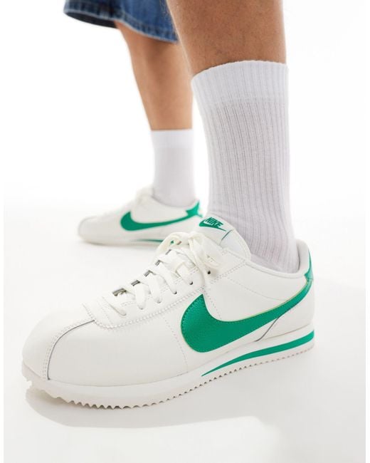 Nike White Cortez Leather Sneakers for men