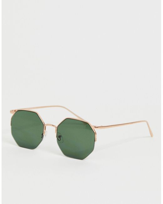 River Island Metallic Octagonal Sunglasses for men