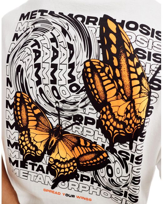 Jack & Jones White Oversized Metamorphosis Back Print T-shirt for men