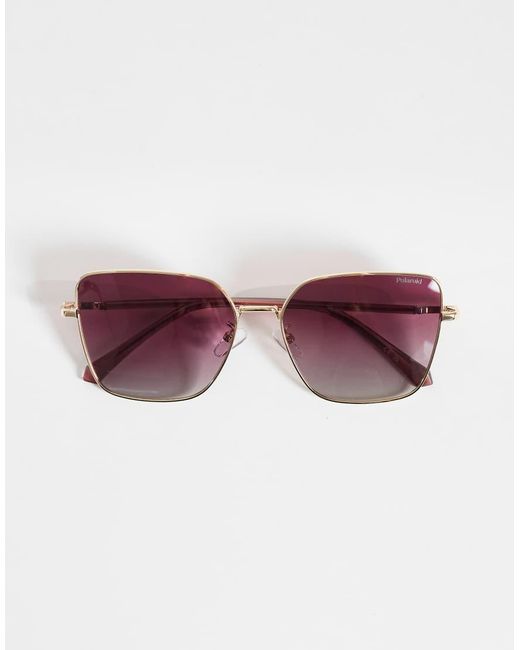 Polaroid Sunglasses Pink Polaroid Oversized Sunglasses With Burgundy Shaded Polarized Lenses