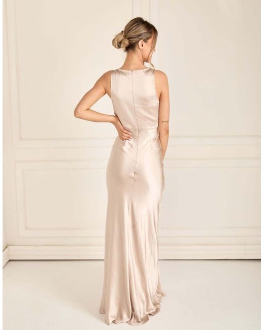 Six Stories Natural Cowl Front Satin Bridesmaid Dress