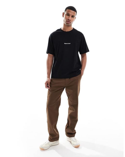 Jack & Jones Black Oversize T-shirt With Originals Embroidery for men
