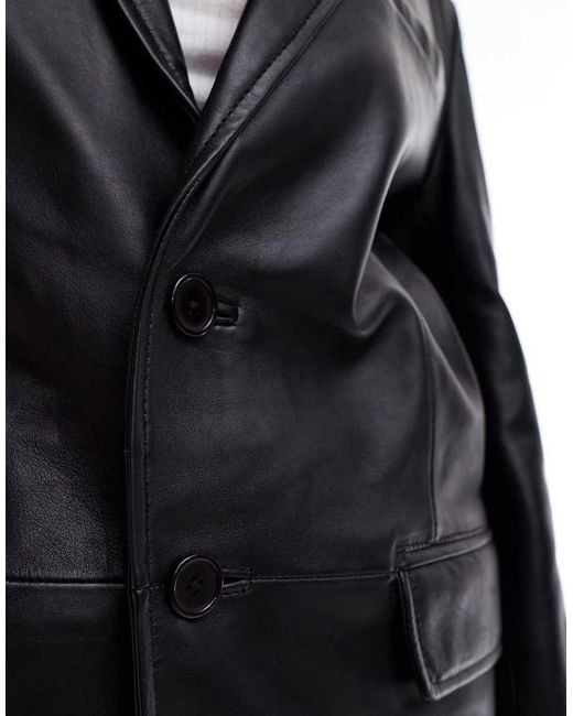 Barney's Originals Blue Leather Blazer