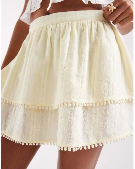 Wednesday's Girl Natural Textured Tiered Mini Skirt