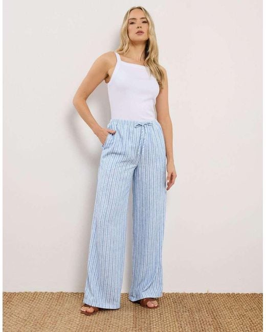 Long Tall Sally Blue Stripe Wide Leg Trousers