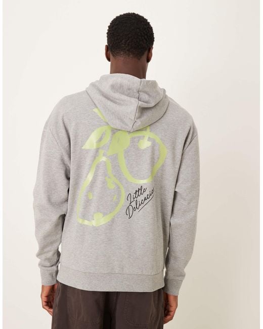 ASOS Gray Oversized Hoodie With Fruit Print for men