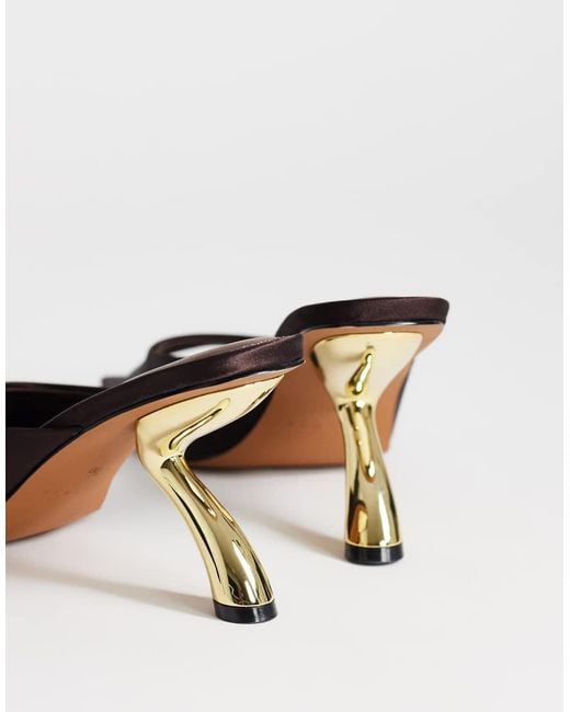 TOPSHOP Natural Nicole Angular Mid-height Heeled Mules
