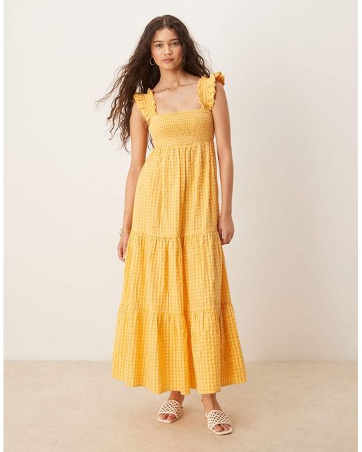 Nobody's Child Yellow Maya Tiered Midi Dress