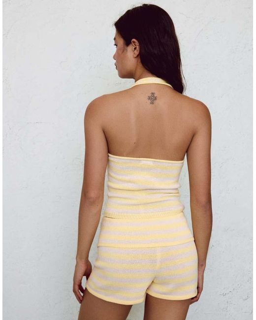 Bershka Yellow Halter Knit Top