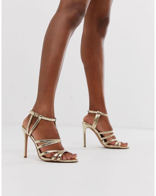 asos gold strappy heels