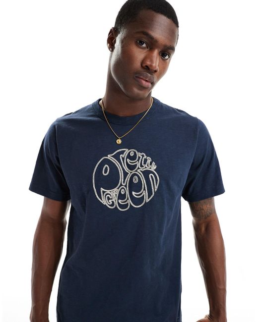 Pretty Green Blue Embroidered T-shirt for men