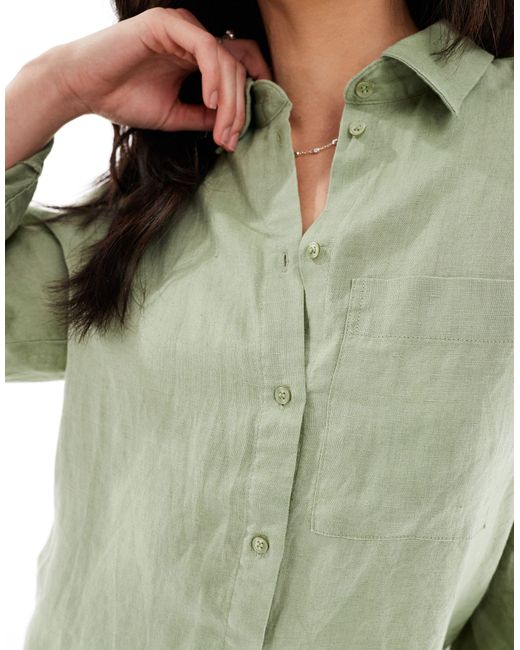 Mango Green Linen Shirt