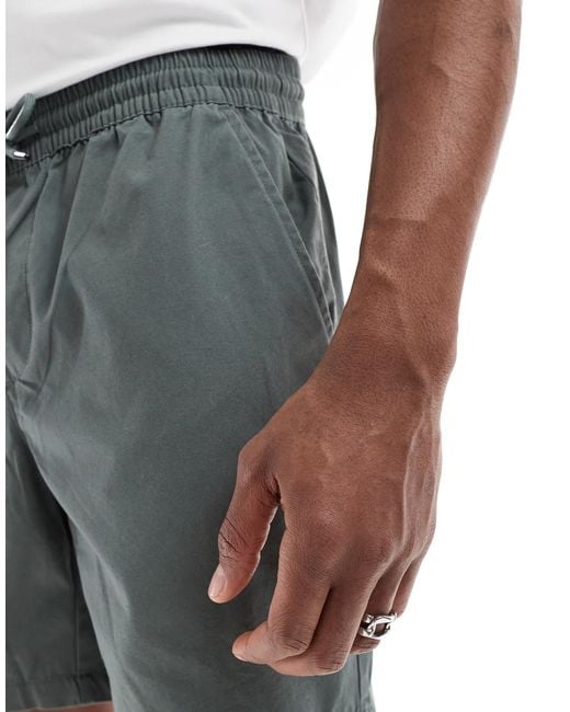 Only & Sons Green Pull On Twill Short for men