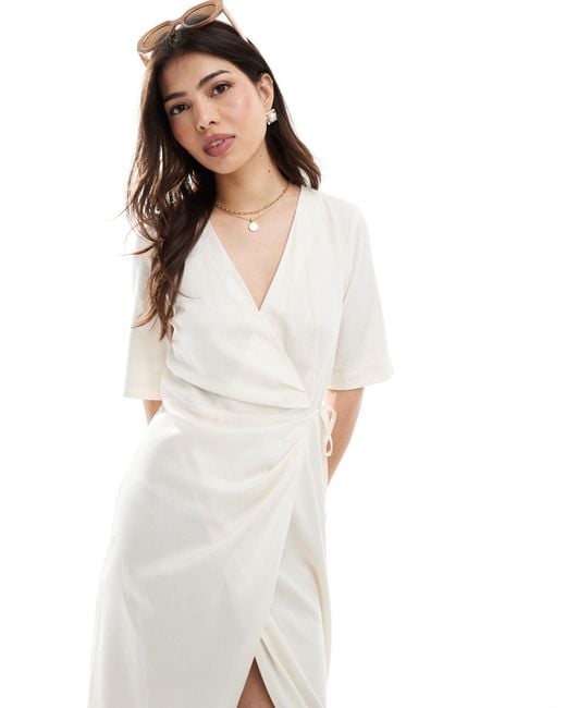 & Other Stories White Wrap Front Midi Dress With Side Tie Detail