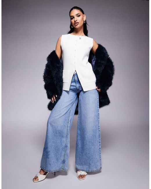 ASOS White – kompaktes, strukturiertes westen-top