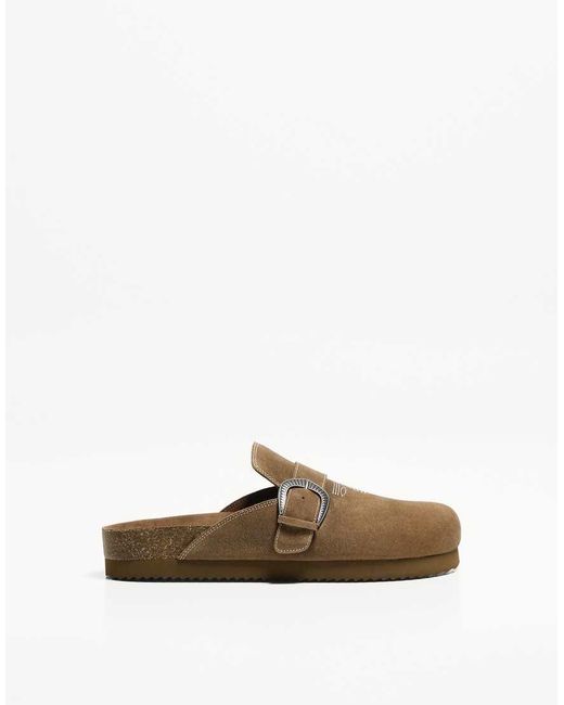 Bershka White Clogs With Buckle Detail for men