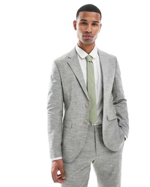 Jack & Jones Gray Linen Suit Jacket for men