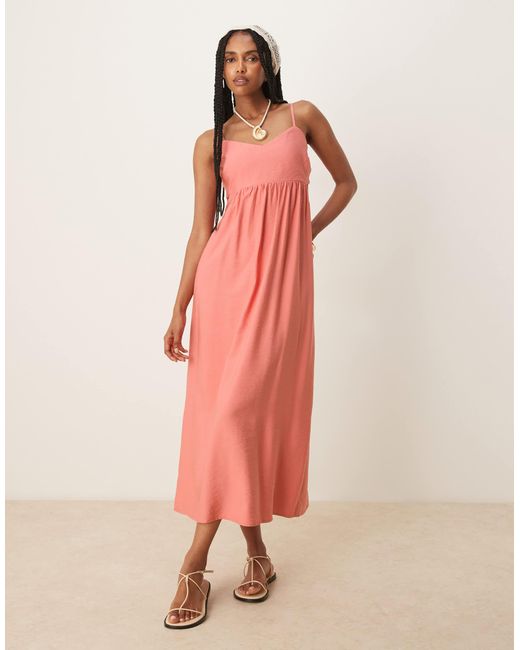 Mango Pink A-line Cut Out Side Panel Detail Dress Maxi Dress