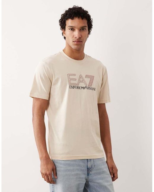 EA7 Natural Armani Logo Crew Neck T-shirt for men