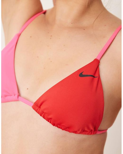 Nike Red Nike Colourblock Triangle Bikini Top