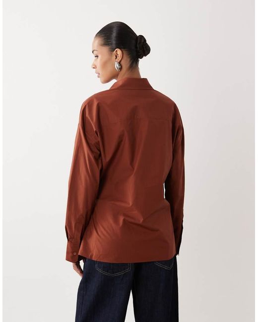Camicia Oversize Allacciata di Mango in Red
