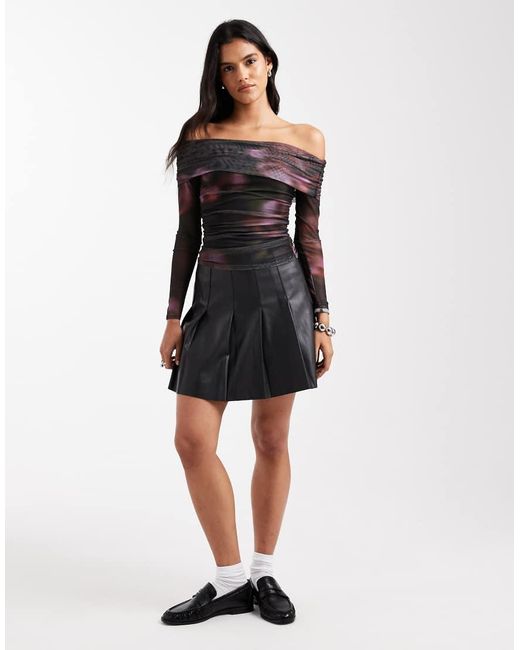 Top Color Roble Oscuro Con Escote Bardot De Malla Ashley De Cotton On-Rojo Cotton On de color Black