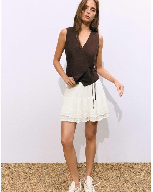 Mini-jupe volantée - glace Pull&Bear en coloris White