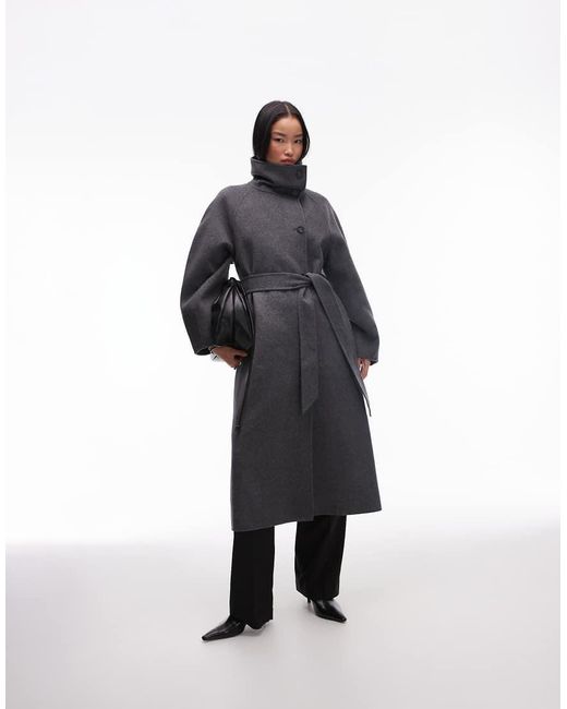 & Other Stories Belted Wool Blend Maxi Coat With High Funnel And  