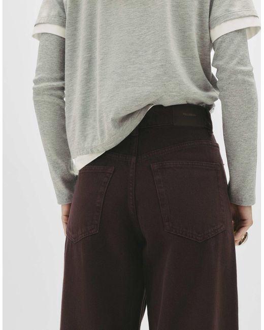 Jean ample - bordeaux Pull&Bear en coloris White