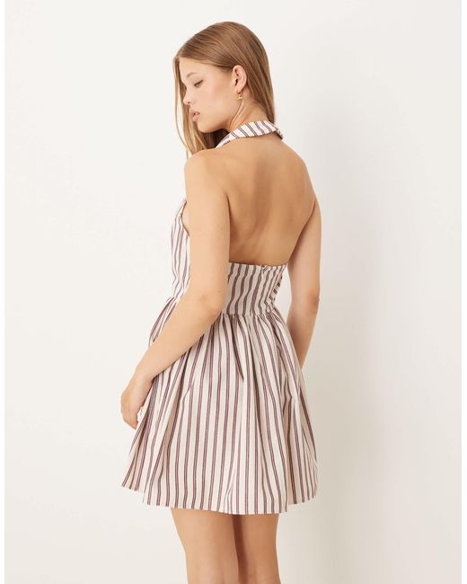 ASOS Natural – ärmelloses hemd-skater-kleid mit streifen