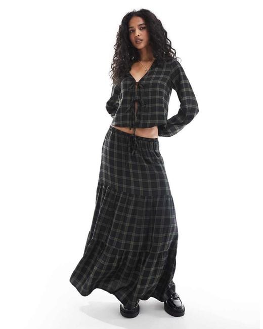 Pull&Bear Black Tiered Maxi Skirt