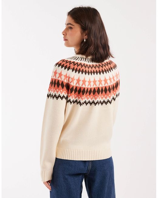 Threadbare Blue High Neck Fairisle Jumper