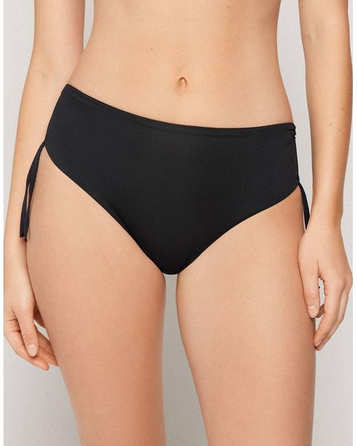 Tezenis Black High-Waist Brazilian With Drawstring