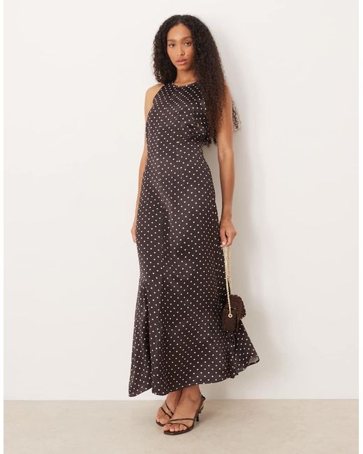ASOS Natural Racer Satin Maxi Dress