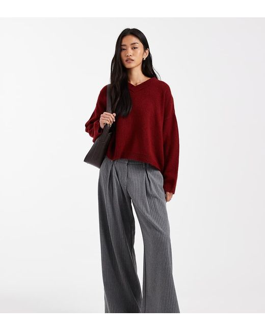 Collusion Red Wide Leg Pinstripe Trouser