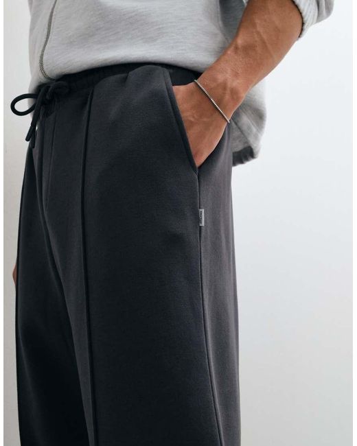 Jack & Jones Gray Wide Leg joggers With Pintuck for men