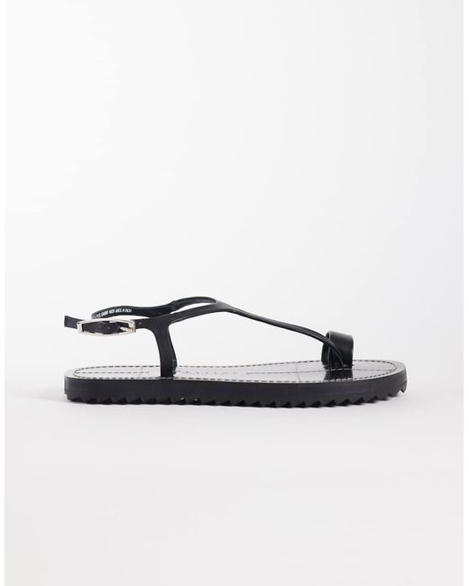 ASOS Metallic Filomena Premium Whipstitch Skinny Toe Loop Sandal