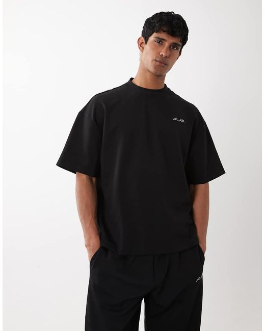 River Island Black Oversized Boxy 'luxe' T-shirt for men