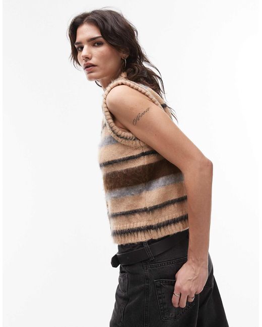 TOPSHOP Black Brushed Button Through Tank