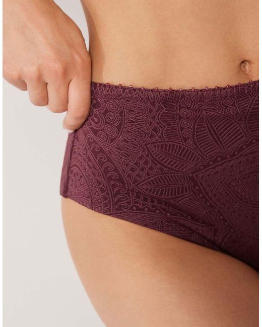 Calzedonia Purple Precious Jacquard High Waisted Bikini Bottoms