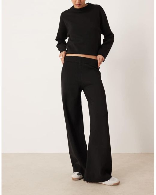 Jdy Black Wide Leg Knitted Trousers Co-ord