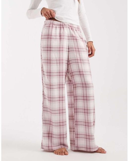 Hollister Pink baggy Flannel Pajama Bottoms