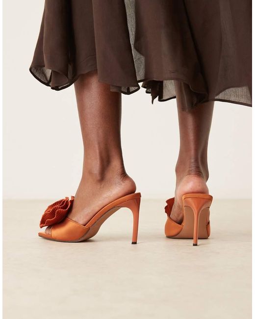 ASOS Brown Naomi Corsage Detail High Heel Mules