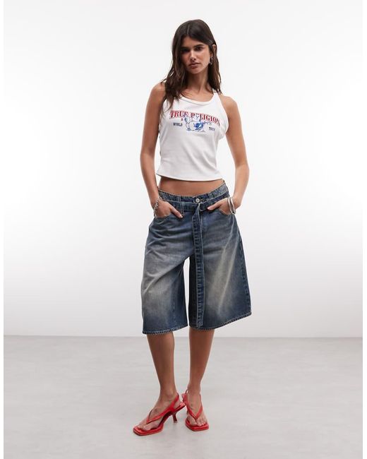 True Religion White Classic Logo Racerback Tank Top