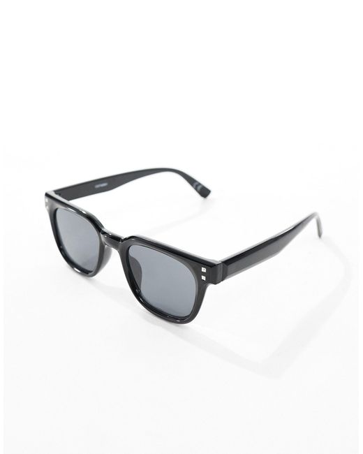 ASOS Black Square Sunglasses With Silver Pips for men