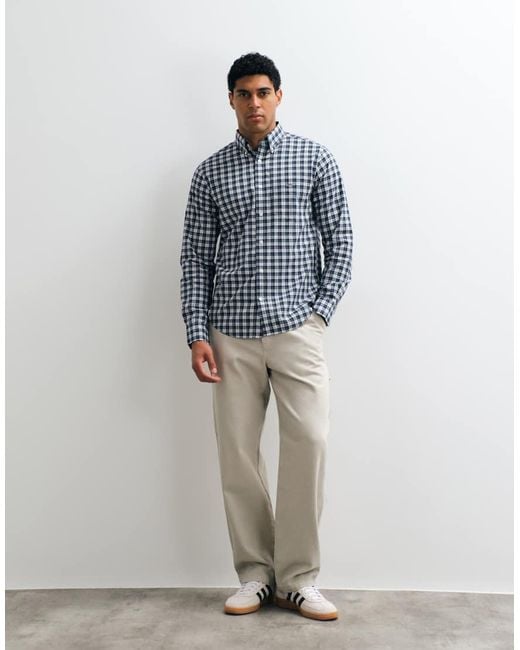 Gant Blue Regular Fit Check Poplin Shirt for men
