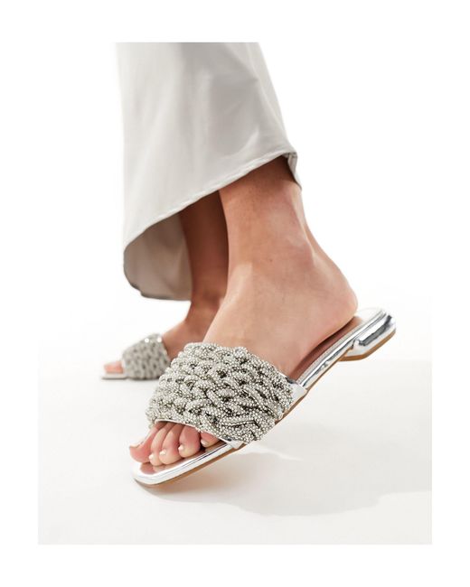 SIMMI Gray Simmi London Pariis Super Embellished Slip On Mule Sandals