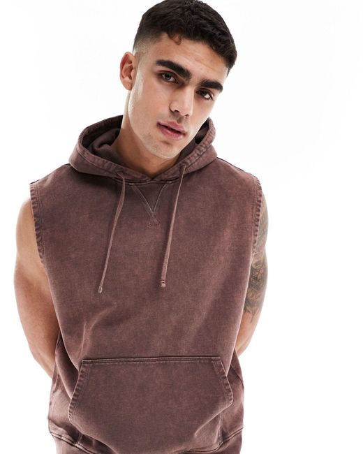 ASOS 4505 Purple Sleeveless Oversized Training Hoodie With Quick Dry for men